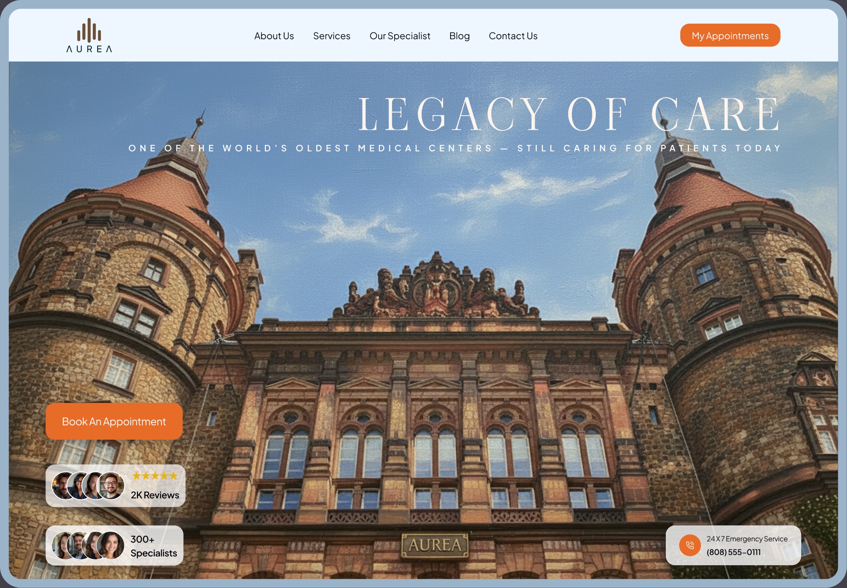 AUREA redesigned homepage — Legacy of Care
