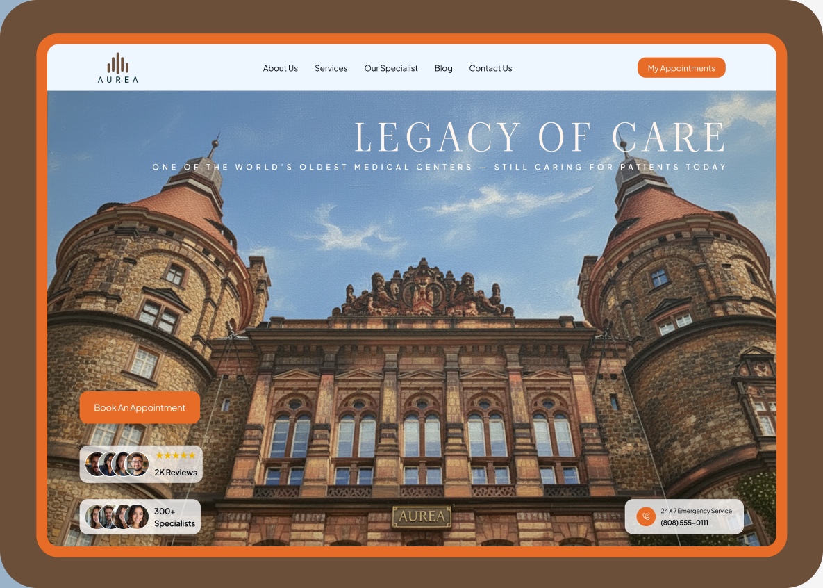 AUREA healthcare website redesign — homepage