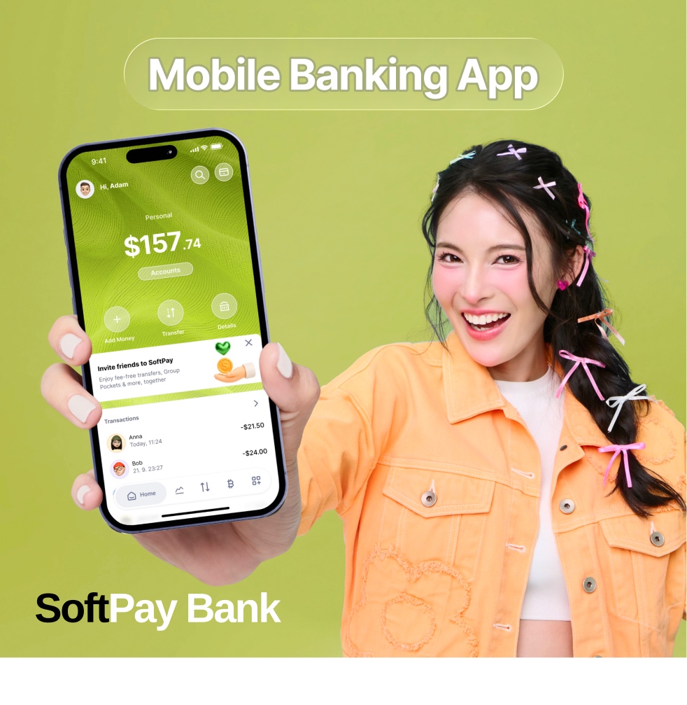 SoftPay Bank — mobile banking app concept