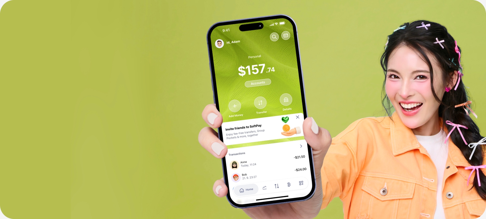 SoftPay Bank — mobile banking app concept