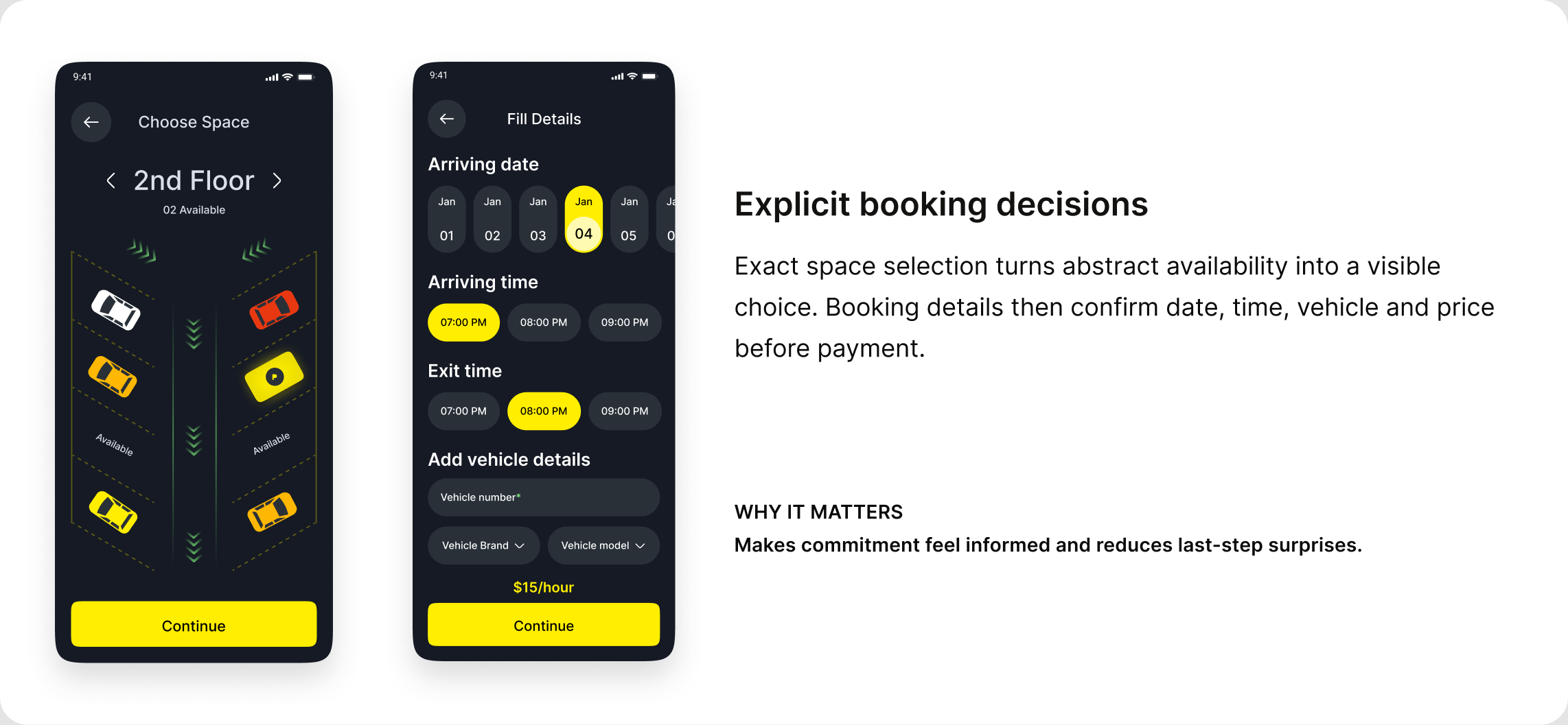 Explicit booking decisions